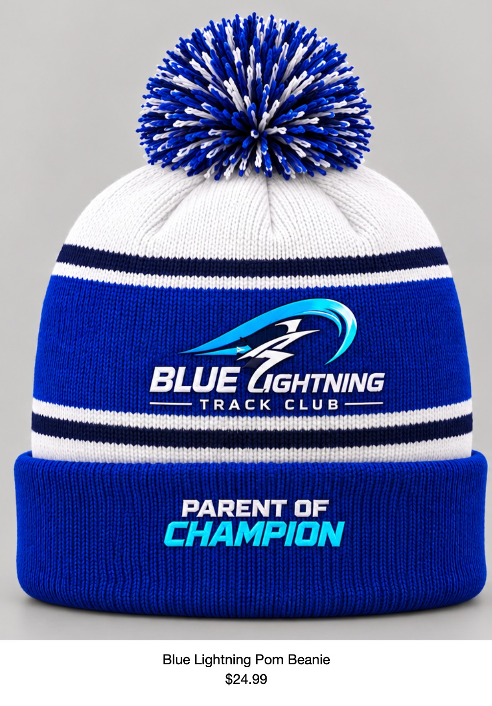 Blue Lightning Pom Beanie