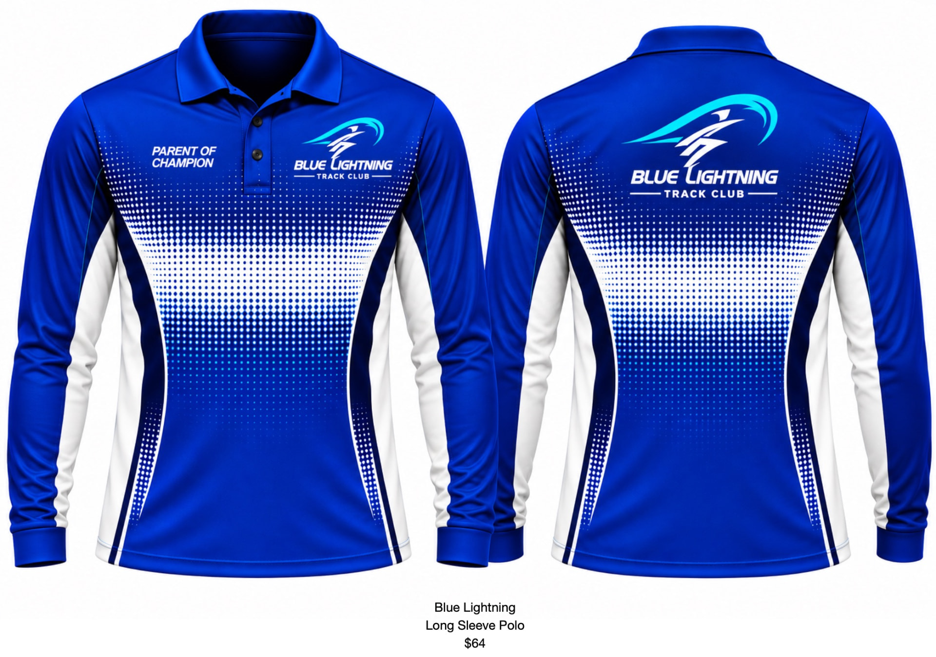 Blue Lightning Long Sleeve Polo