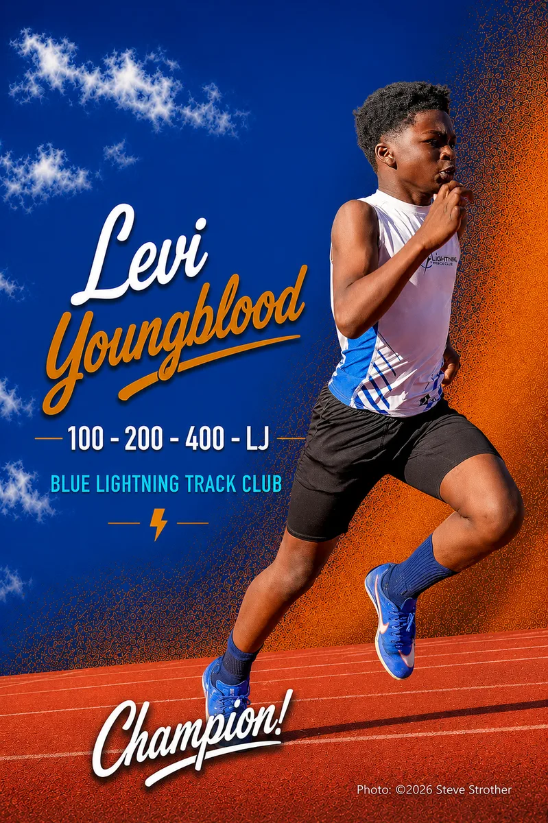 Blue Lightning Champion Levi Youngblood sprinting